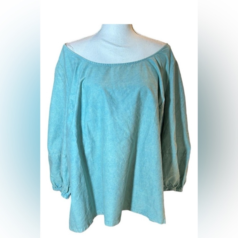 Women's Blue Off-Shoulder Chambray Top NWT